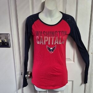 NHL Washington Capitals Red & Navy Long-Sleeve Raglan Tee